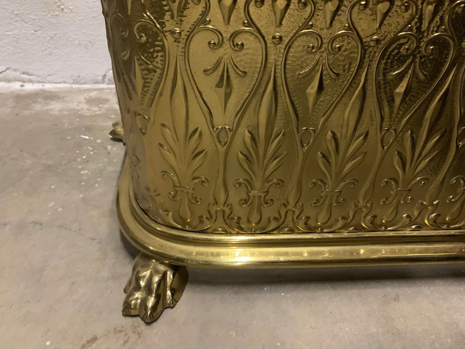 Vintage Art Deco Brass Fireplace Fender - 7