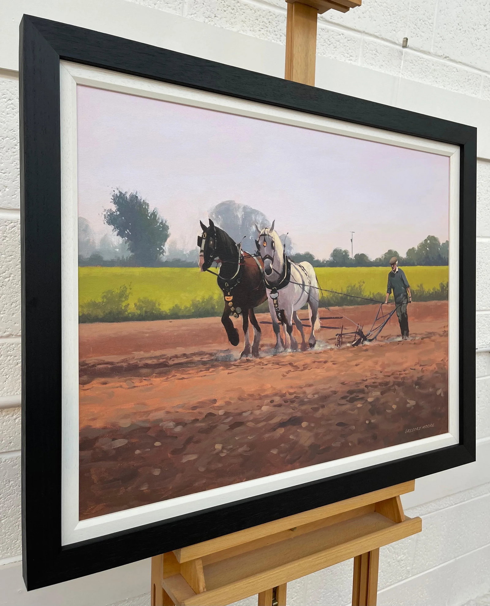 Gregory Moore, Horses with Farmer & Plough in Ireland Countryside by Contemporary Irish Artist, 2000 - 2