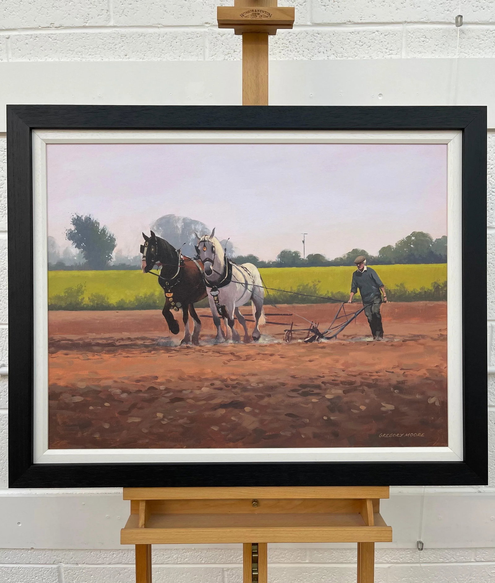 Gregory Moore, Horses with Farmer & Plough in Ireland Countryside by Contemporary Irish Artist, 2000 - 3
