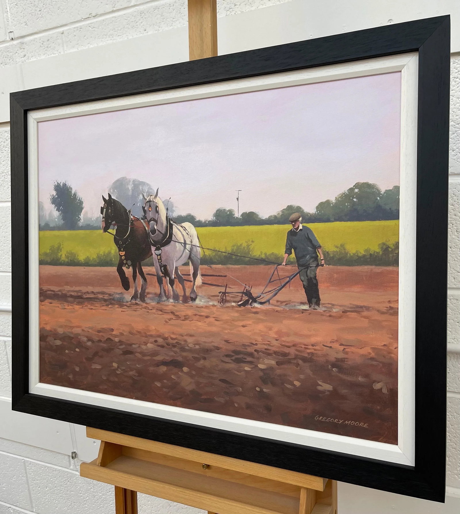 Gregory Moore, Horses with Farmer & Plough in Ireland Countryside by Contemporary Irish Artist, 2000 - 4