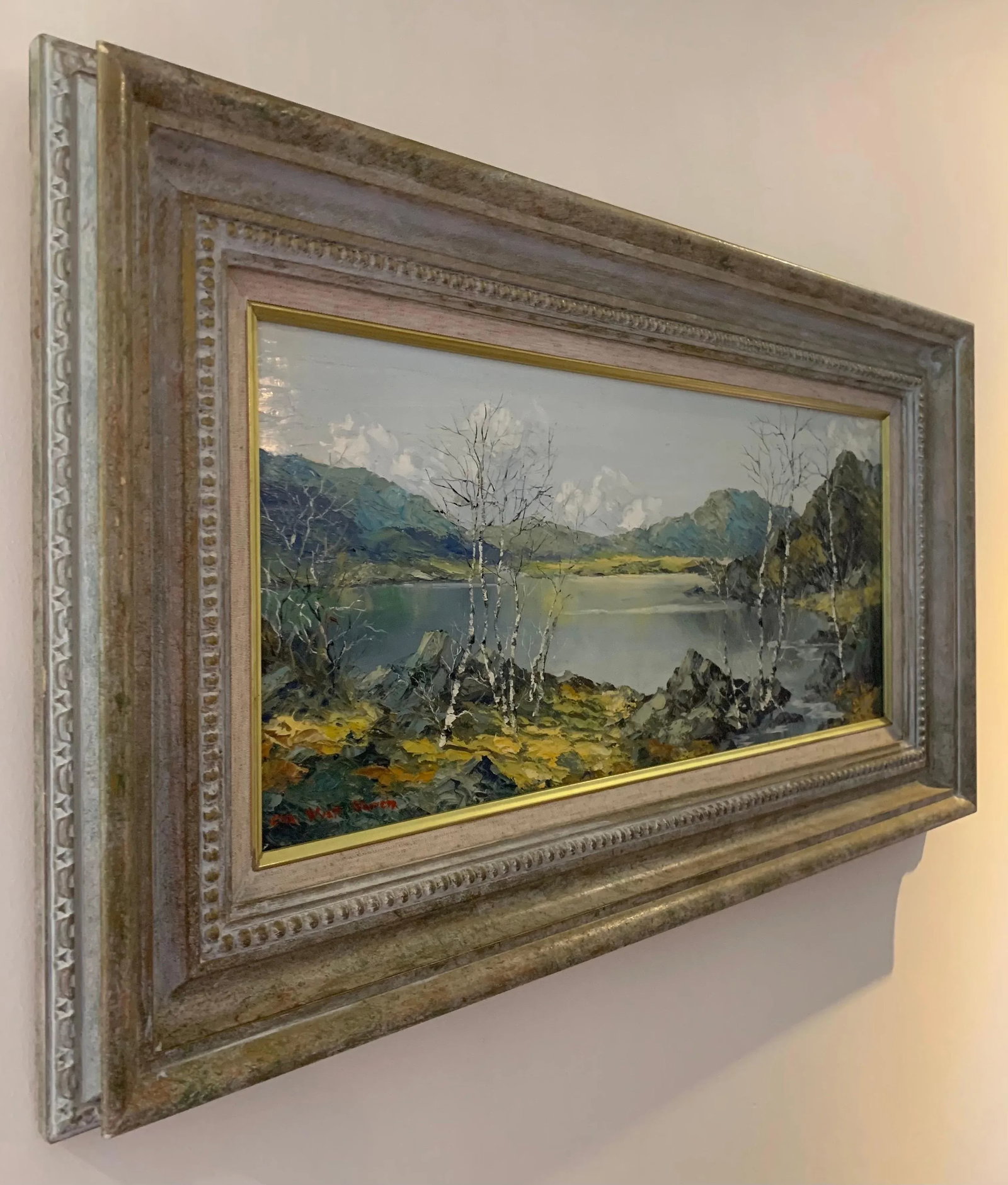 Vintage Oil Painting of Snowdon Mountains & Lakes in Wales by Modern British Artist, 1975 Circa - 2
