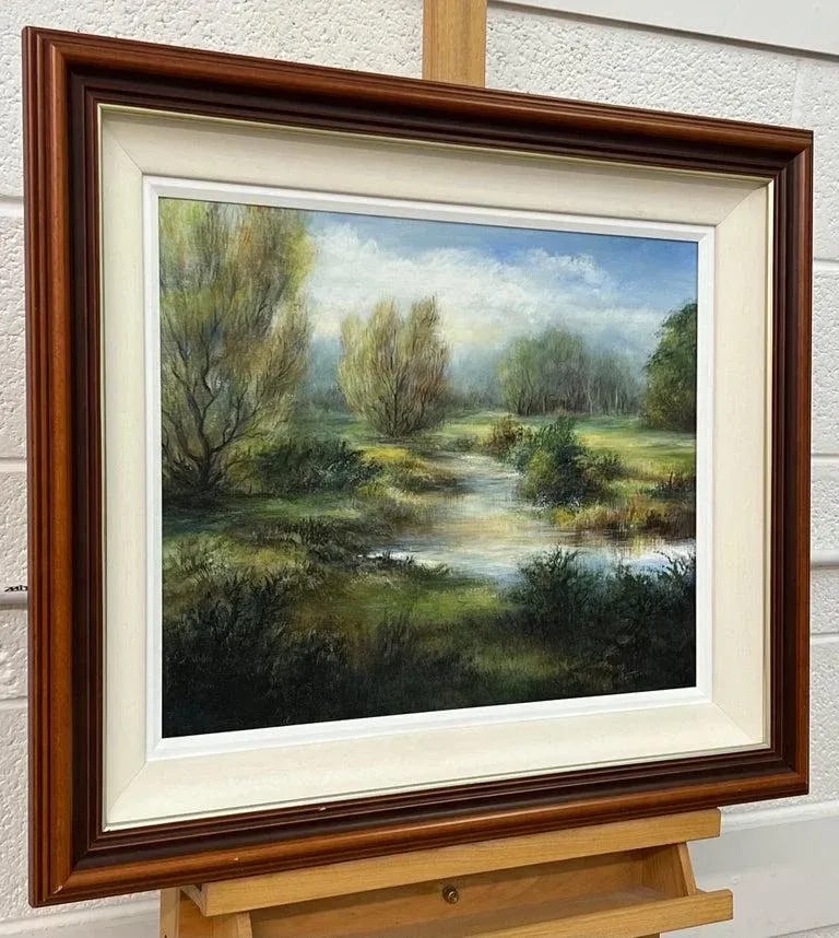 1998 River Landscape Painting of a Summer Evening in Ireland by 20th Century Artist Doris Houston, F - 2