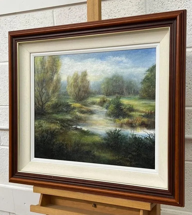 1998 River Landscape Painting of a Summer Evening in Ireland by 20th Century Artist Doris Houston, F - 4