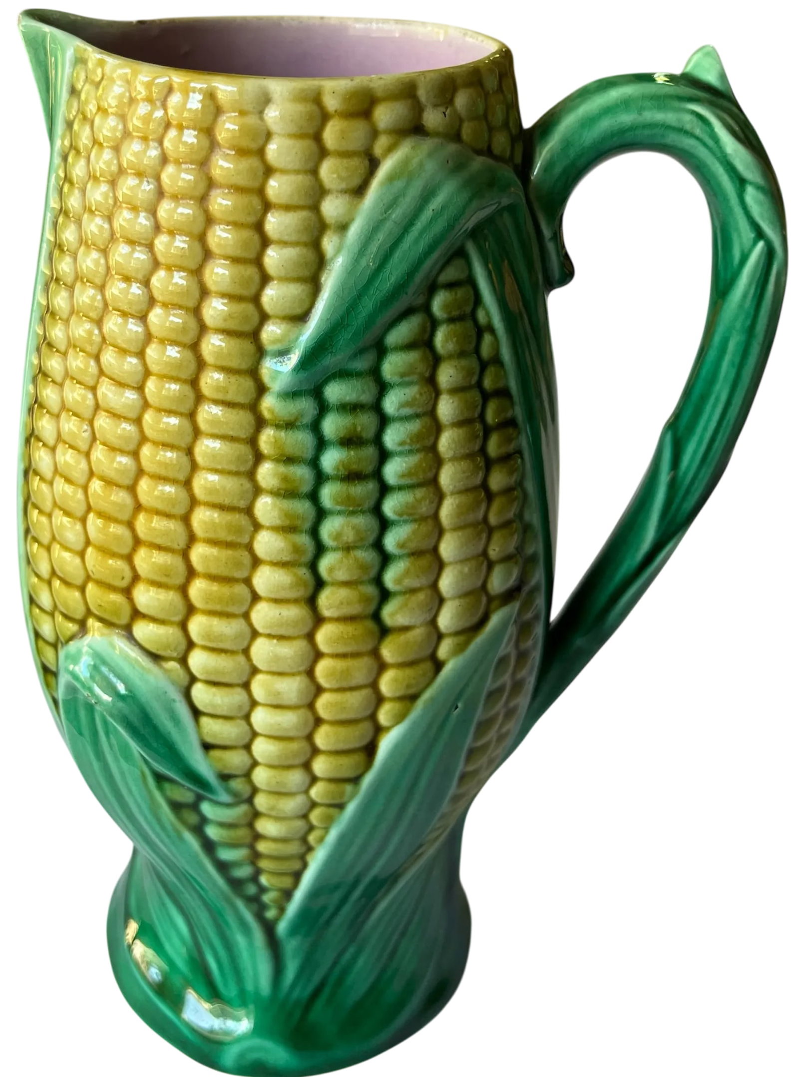 Antique 19th Century George Jones English Majolica Corn Pitcher - 2