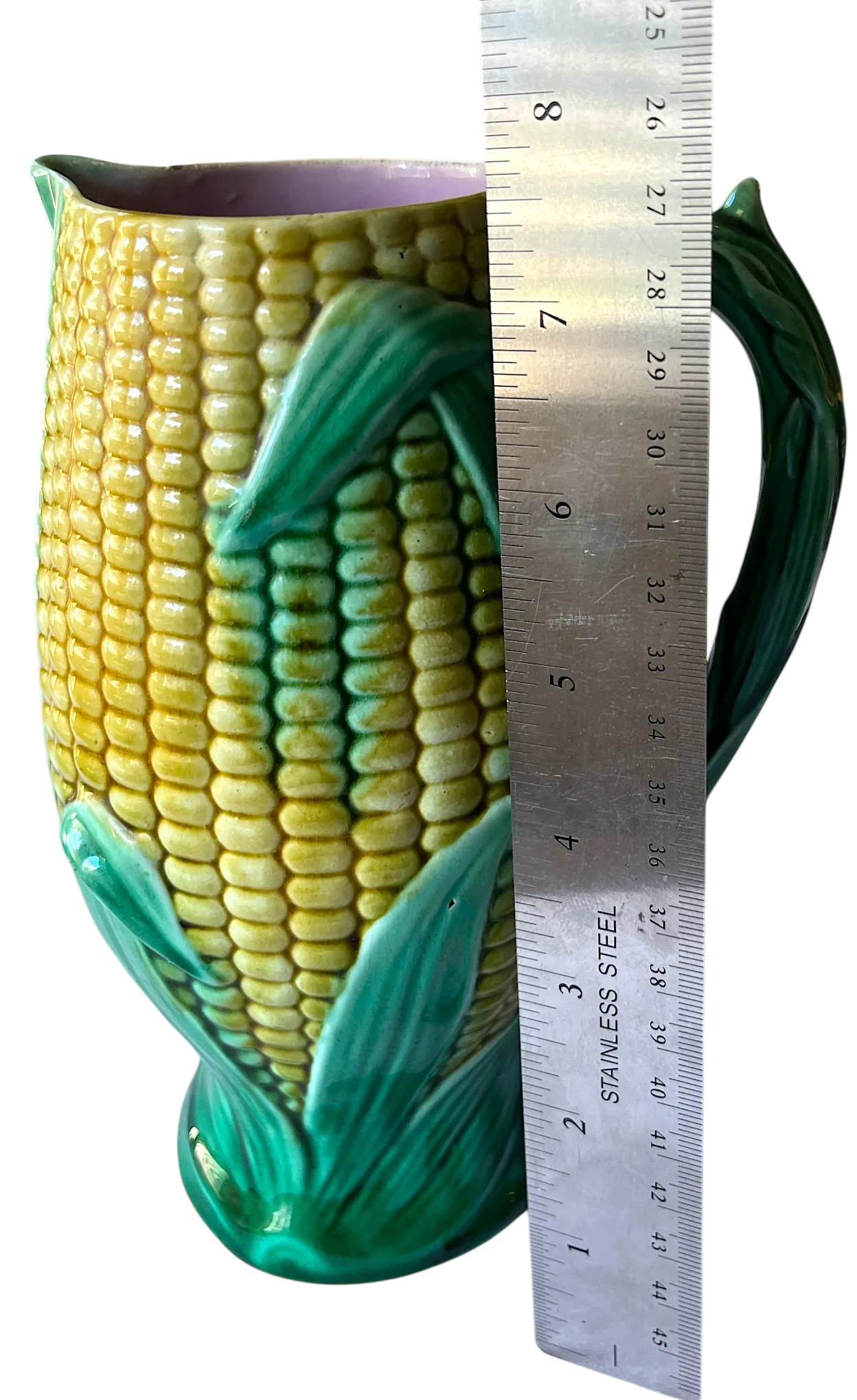 Antique 19th Century George Jones English Majolica Corn Pitcher - 7