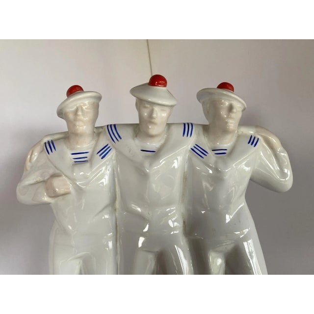 1930s Edouard Cazeaux French Art Deco Sailors on Leave Earthenware Ceramic Sculpture - 2