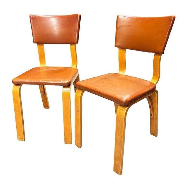 Pair of Mid-Century Modern Bentwood Side Chairs W/ Nailhead Back by Thonet - 4