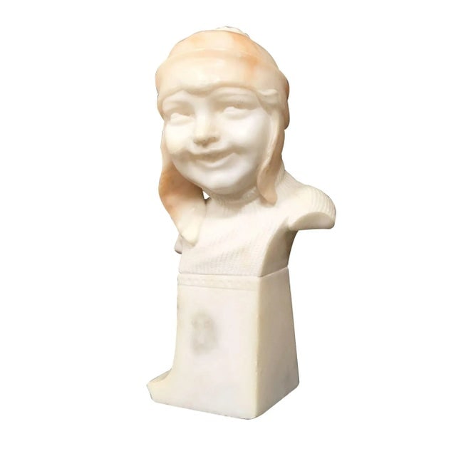 Hand-Carved Boy and Girl Alabaster Bust Set - 4