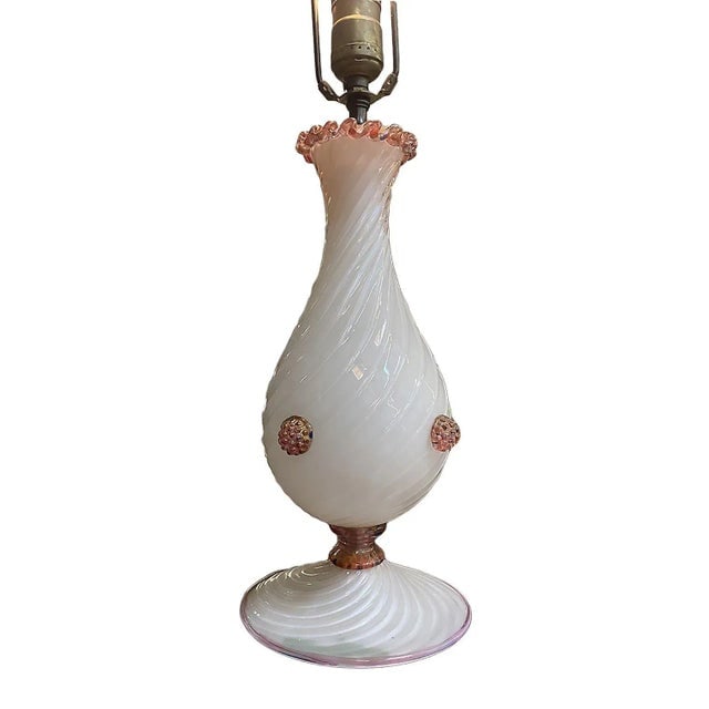 1950s Pink Twist Barovier Murano Art Glass Table Lamp - 2
