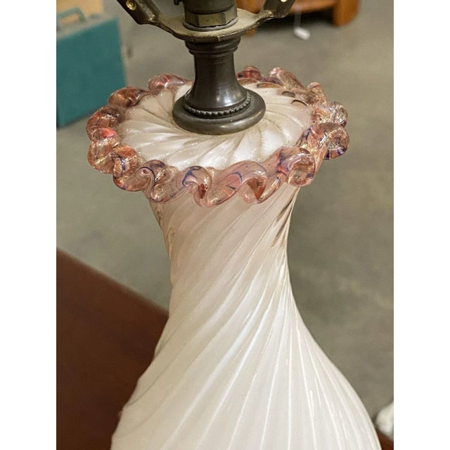 1950s Pink Twist Barovier Murano Art Glass Table Lamp - 7
