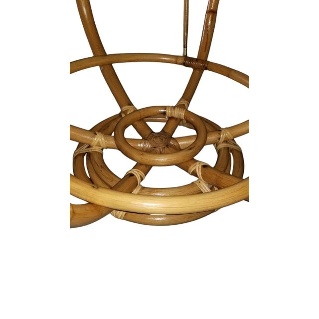 1950s Restored Rattan Round Accent Coffee Table - 2