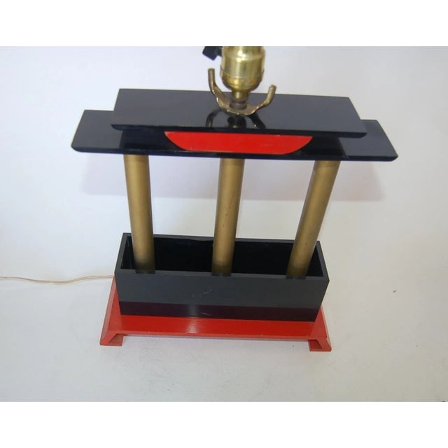 Mid Century Modernist Torii Arch Mixed Media Table Lamp - 2