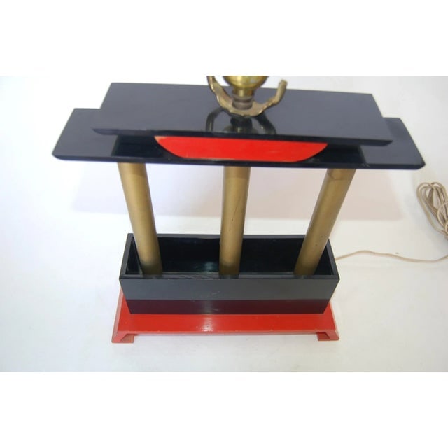 Mid Century Modernist Torii Arch Mixed Media Table Lamp - 5
