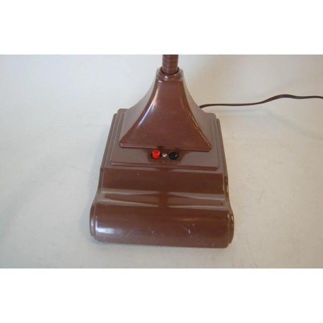 Mid Century Brown Enamel Fluorescent Gooseneck Desk Lamp by Art Specialty - 3