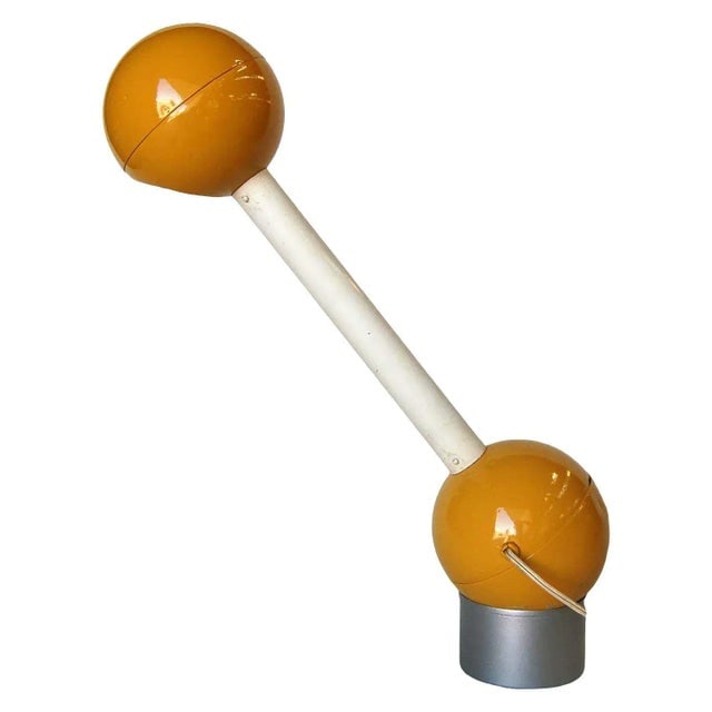 1960s Yellow Double Ball Barbell Desk Table Lamp by George Kovacs, Unsigned - 4