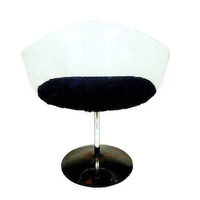 1970 Estelle Laverne Inspired Lucite & Chrome Swivel Tulip Chairs, Pair - 3