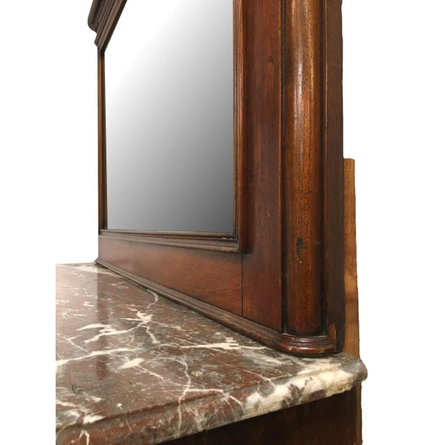 Louis XVI Solid Oak Dressing Vanity Table With Mirror and Marble Top - 6