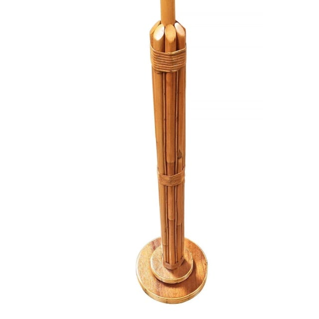 1950s Restored 8-Strand Rattan Lamp With Stepped Base - 3