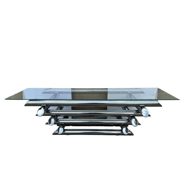Late 20th Century Paul Mayen Style Chrome Tubular Stacked Cocktail Table - 2