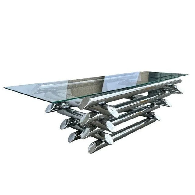 Late 20th Century Paul Mayen Style Chrome Tubular Stacked Cocktail Table - 3