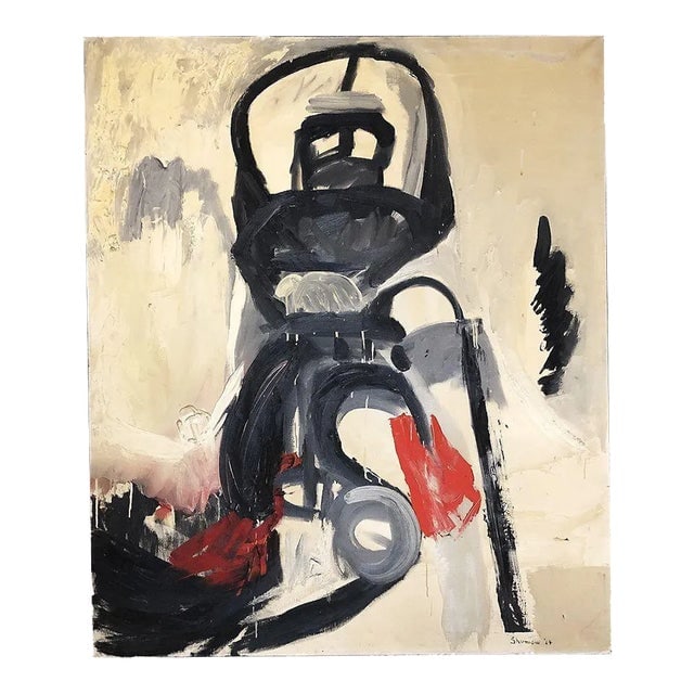 Abstract Robot Oil on Canvas Painting by Artist Pasqual Bettio: Title: Abstract Robot Oil on Canvas Painting by Artist Pasqual Bettio Description: Original artwork oil and canvas of an abstract resembling a robot by artist James Pasqual Bettio. 1964, United