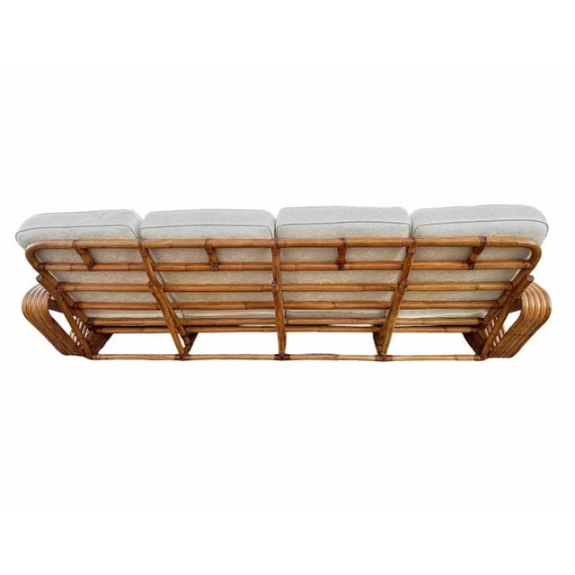1940s Restored Paul Frankl Inspired 5-Strand Square Pretzel 4-Seat Sectional Rattan Sofa - 5