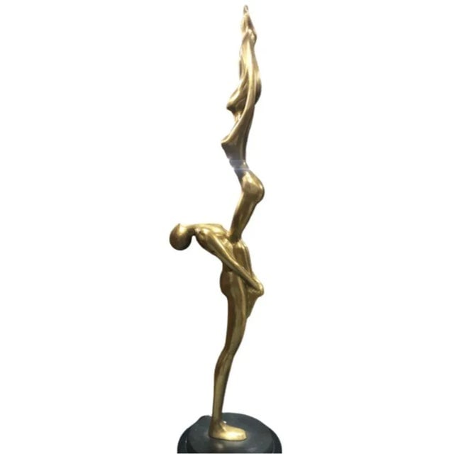 1990s Abstract Lovers Bronze Sculpture on Enameled Steel Base - 3