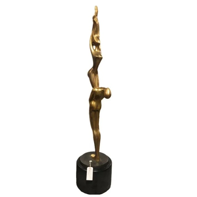1990s Abstract Lovers Bronze Sculpture on Enameled Steel Base - 5