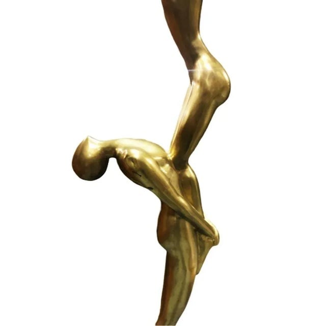 1990s Abstract Lovers Bronze Sculpture on Enameled Steel Base - 6