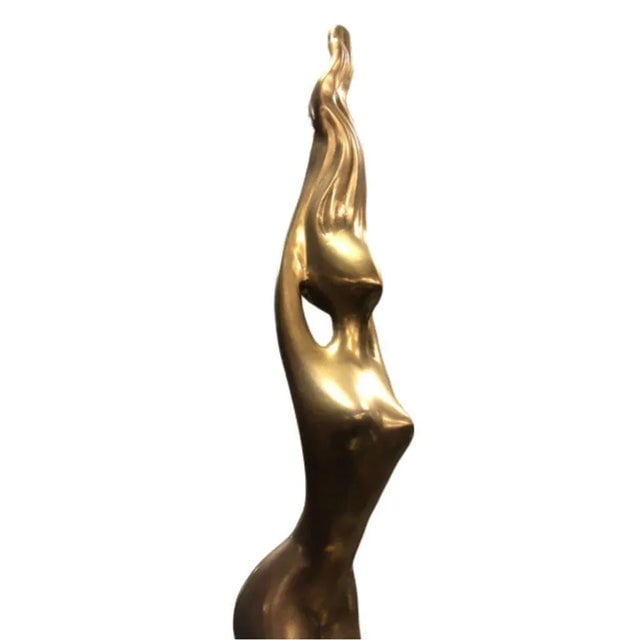 1990s Abstract Lovers Bronze Sculpture on Enameled Steel Base - 8
