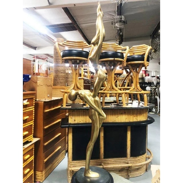1990s Abstract Lovers Bronze Sculpture on Enameled Steel Base - 9