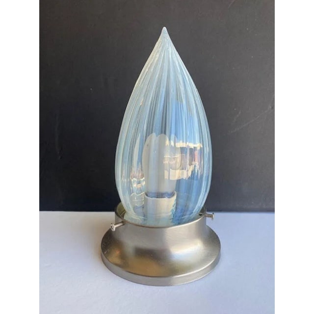 1960s Vintage Opalescent Vertical Swirl Glass Bullet Light Globe With Fitter - 2