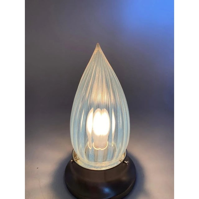 1960s Vintage Opalescent Vertical Swirl Glass Bullet Light Globe With Fitter - 3