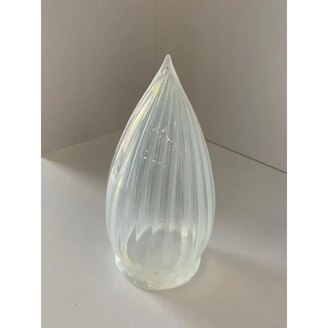 1960s Vintage Opalescent Vertical Swirl Glass Bullet Light Globe With Fitter - 7
