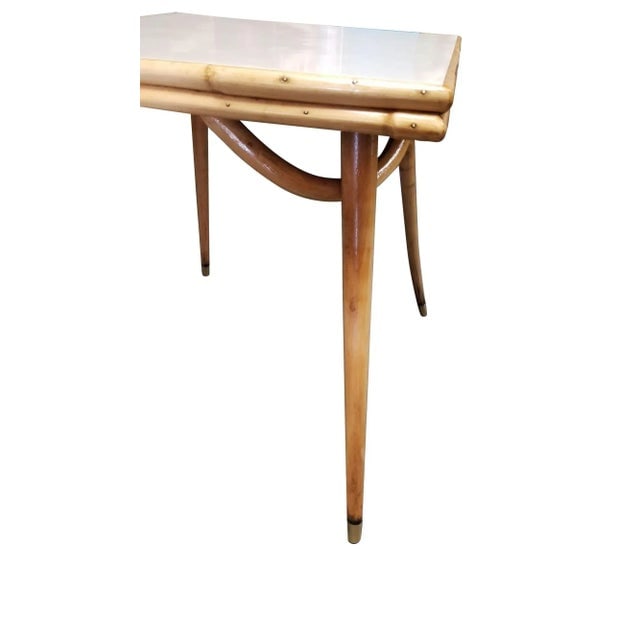 1950s Restored Rattan Single Strand Tappered Leg Dining Table - 3