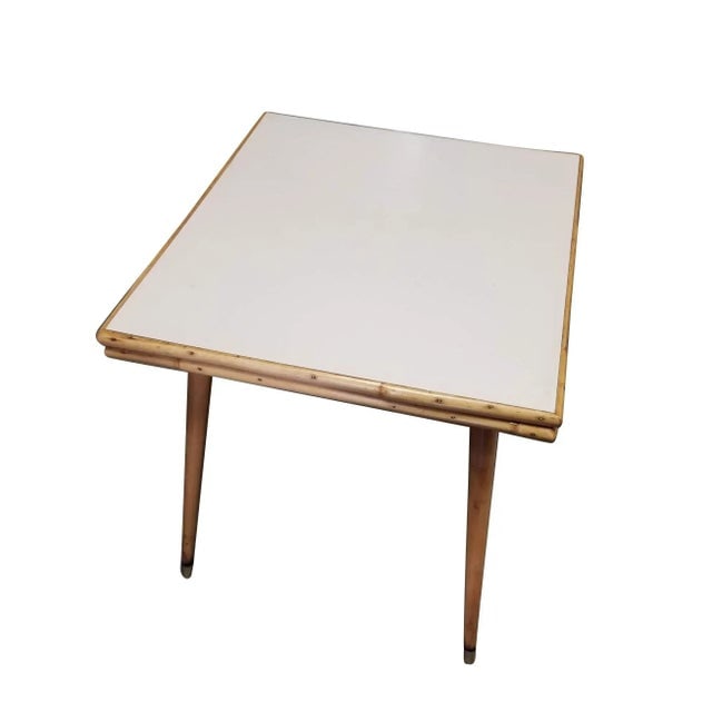 1950s Restored Rattan Single Strand Tappered Leg Dining Table - 4