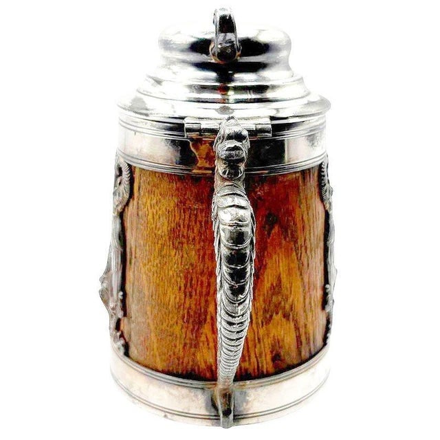 1920s Silverplate Oak Tankard Beer Stein W/ Dragon Motif, by St. Louis Silver Co. - 2