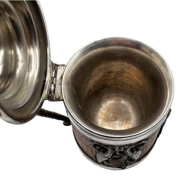 1920s Silverplate Oak Tankard Beer Stein W/ Dragon Motif, by St. Louis Silver Co. - 7