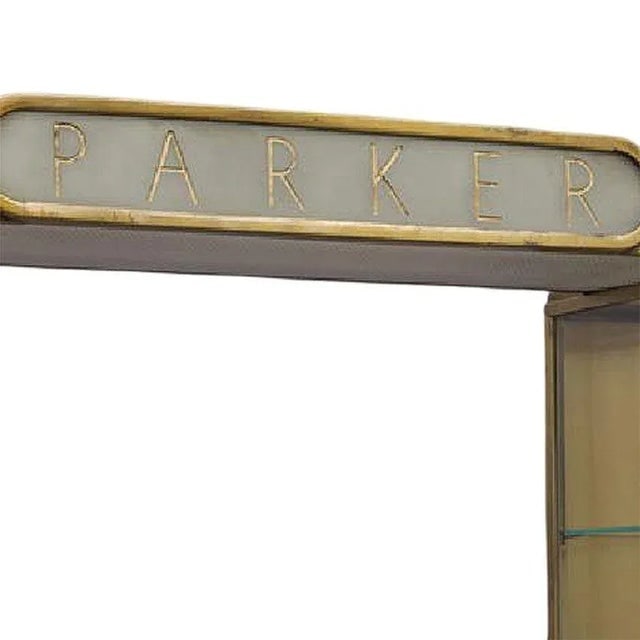 1930s Streamline Art Deco Brass & Oak Double Tower Display Case by Parker Pens - 9