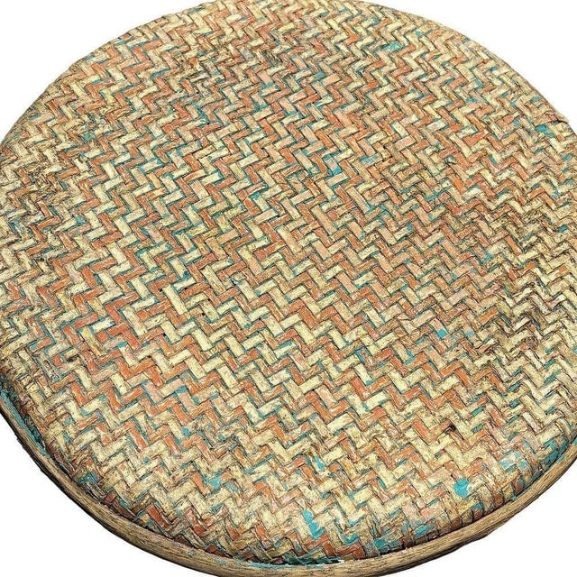1960s 3-Strand Rattan Barstool With Multi-Color Woven Seat - 5