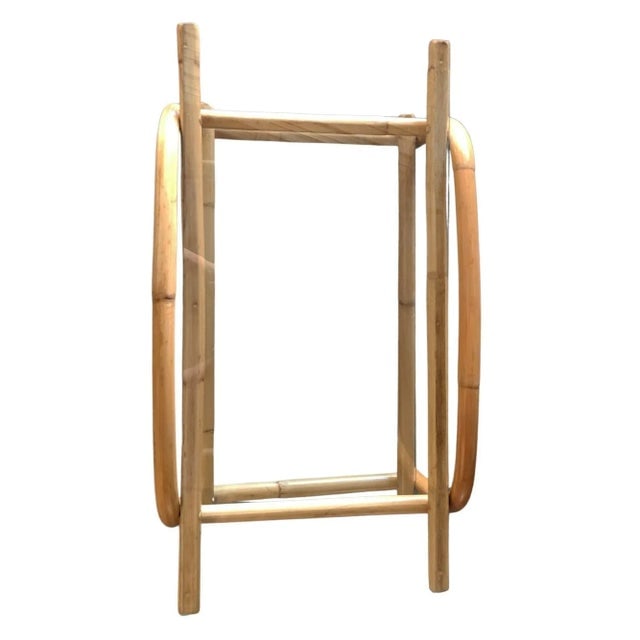 1940s Restored Rattan End Table With Glass - 5