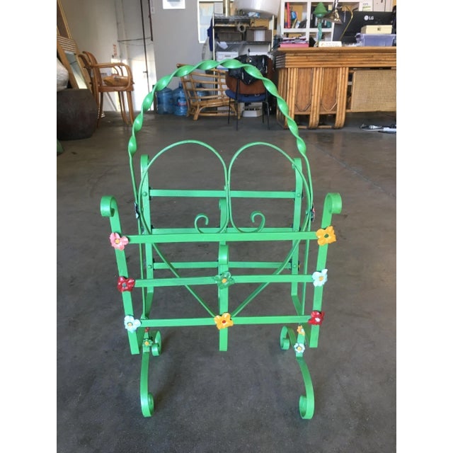 Wrought Iron Heart Floral Accent Magazine Stand - 2