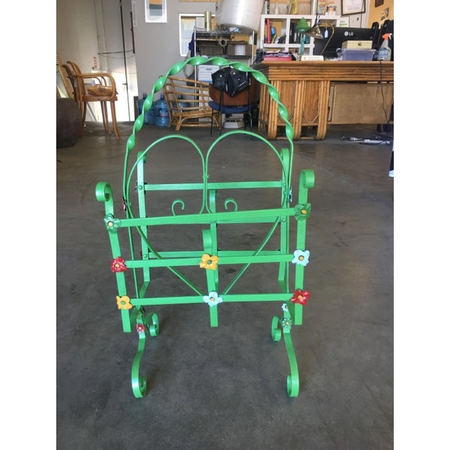 Wrought Iron Heart Floral Accent Magazine Stand - 3