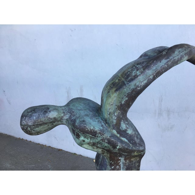 Sizable 43" Modern Faux Bronze "Lovers" Statue - 2