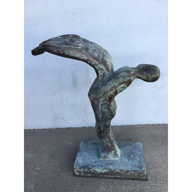 Sizable 43" Modern Faux Bronze "Lovers" Statue - 4