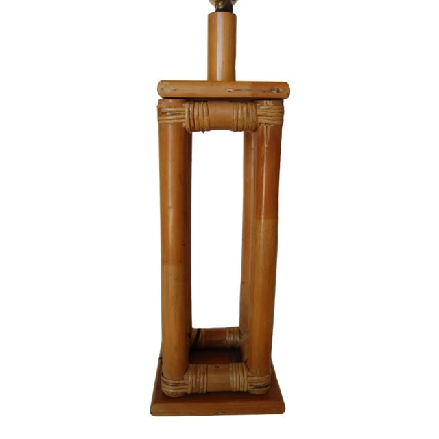 Restored Mid-Century Box Frame Rattan Table Lamp - 2