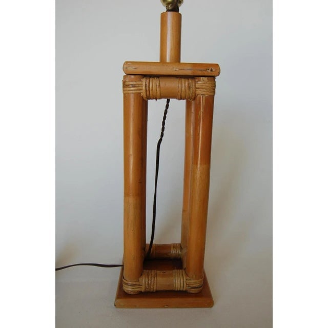 Restored Mid-Century Box Frame Rattan Table Lamp - 3