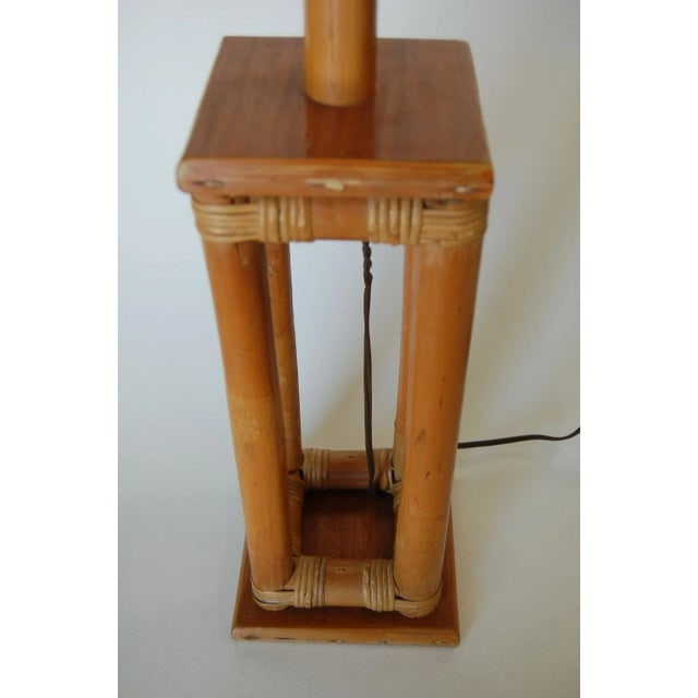 Restored Mid-Century Box Frame Rattan Table Lamp - 7
