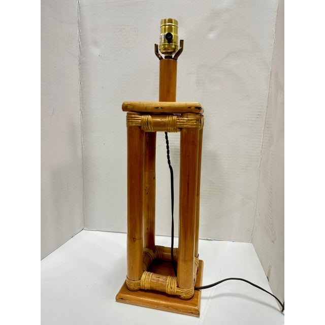 Restored Mid-Century Box Frame Rattan Table Lamp - 9