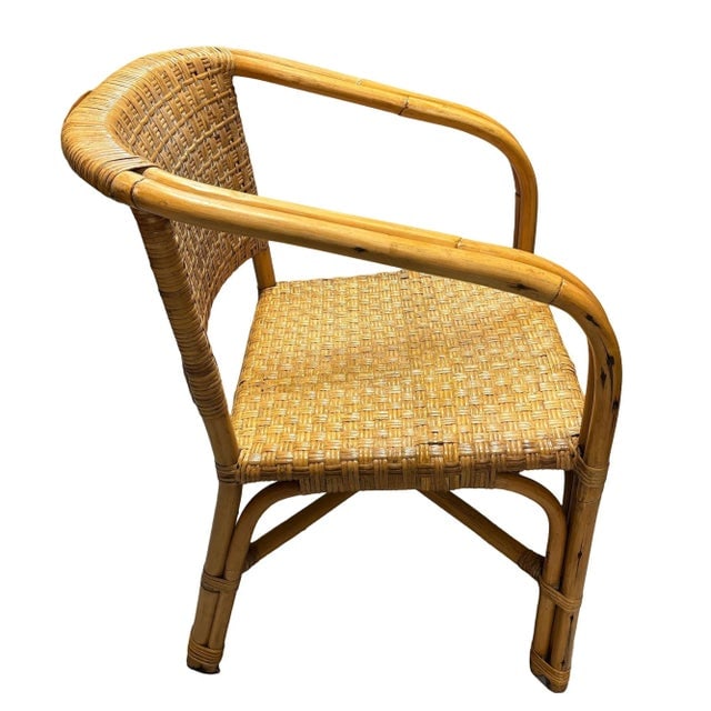 Restored Modern 2-Strand Rattan Armchair Dining Chair W/ Wicker Seat, Set of 4 - 5